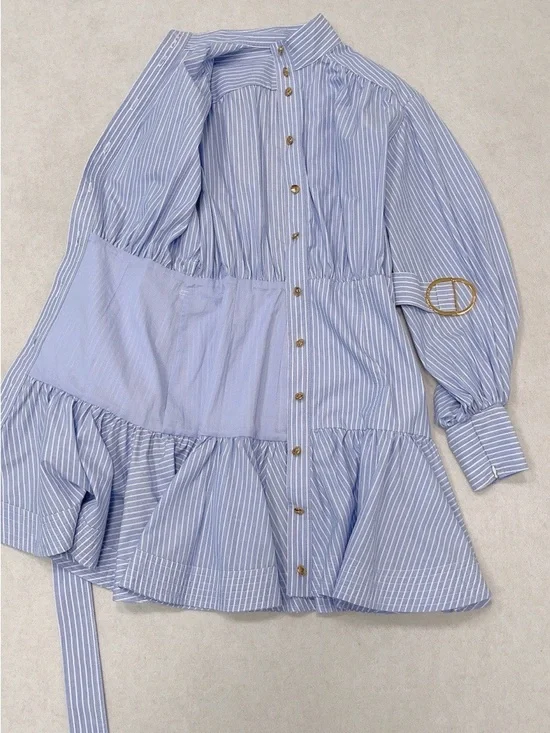 NWOT ZIMMERMANN STRIPE UTILITY MINI DRESS in Cotton, Size AU 0P/0/1/2 - Picture 6 of 8